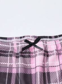 SHEIN 2pcs Set Teen Girls Casual Striped Off Shoulder Cropped T-Shirt And Colorblock Mini Skirt - Black - View 7