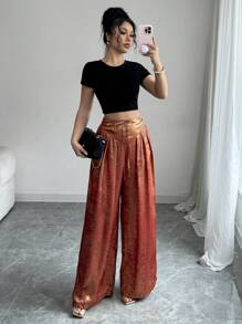 Elenzga Pantalones elegantes y elegantes de corte holgado y acampanado para mujer