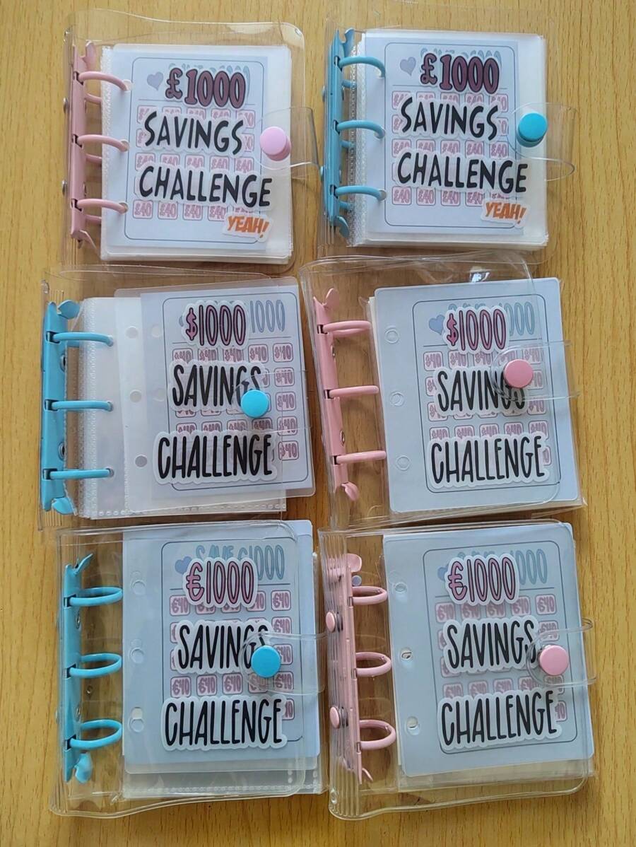 1pc Mini Save Money Challenge 25-Page Mini Pocket Portable Save Money Challenge Binder - Multicolor - View 1
