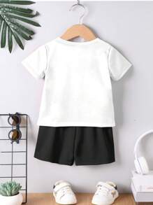 Bộ đồ 2 món in họa tiết thường ngày thoải mái cho bé trai, đa năng hàng ngày, xuân/hè - Nhiều màu - Xem 2