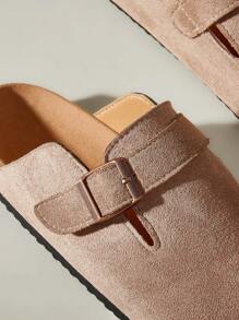 Solecia Women's Adjustable Buckle Design Casual Slip-On Flat Mules - Brown - View 5