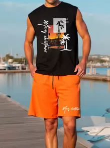 Manfinity Homme 男士简约时尚背心和短裤套装，适合夏季