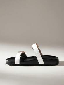 Solecia Women's Fashion Open Toe Tie Up Casual Flat Sandals, Comfortable, Brown, Suitable For Spring And Summer Holiday - White - View 3