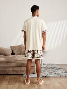 Game of Thrones X SHEIN 男士字母印花口袋短袖上衣和短裤家居服套装