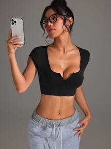 Easithlete Women's Sleeveless Sport Tank Top, Solid Color Minimalist Fashion Suitable For Summer - Black - View 4