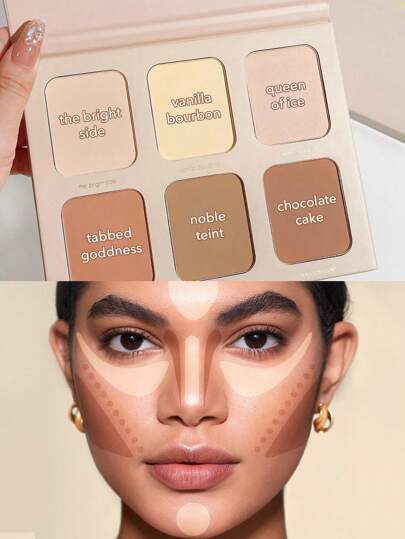 Palette De Poudres Contouring Stereo Face Six-Nude 6 Couleurs, Hautement PigmentéE, Ne Se DéColore Pas, Poudre Bronzante Multi-Usages Longue DuréE, Surligneur Sculptant Pour Le Visage, Contouring Et Poudre Bronzante Pour Les FêTes De NoëL Du Marque Beauté Visage Maquillage CosméTique Pour Femmes Filles Parfait Pour Hiver IdéAl Pour Y2K ÉLéGant Mode Adapté Pour Anniversaire Xmas Cadeau FêTe PrêT Meilleure Couleur