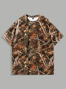 Manfinity EMRG Heren T-shirt met ronde hals en korte mouwen en boomtakprint