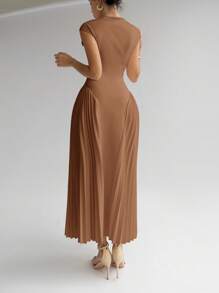Firerie Women Pleated Bodycon A-Line Dress, Elegant