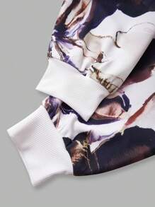 SHEIN LUNE Giacca casual da baseball con stampa floreale, manica lunga e chiusura lampo davanti per donna