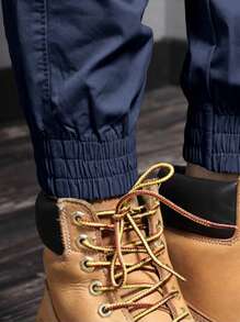Manfinity Homme Quần dài nam trơn màu thường ngày, phù hợp cho mùa hè, quần túi hộp, mùa thu - Xanh đậm - Xem 7