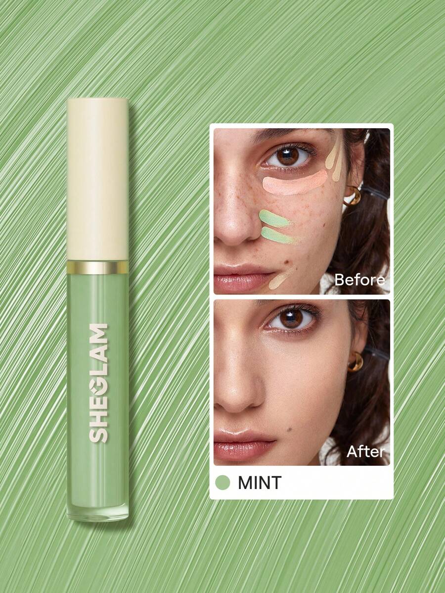 SHEGLAM Like Magic Color Correcting Concealer-Green Corrector Liquid  Concealer Long Lasting Brightening Full Coverage Weightless All-Day Hydrate Concealer Brand Beauty Makeup Face Paint Cosmetic For Women Girls Perfect For Spring Summer Ideal For Y2K Fancy Fashion Suitable For Birthday Mother'S Day Gift Rave Party Ready Best Color - Green - View 1