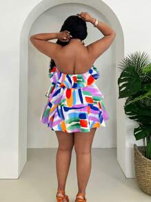 Slaydiva Casual Holiday Print Ruffle Trim Bandeau Top - Multicolor - View 2