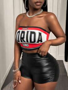 BamGleam Women's Minimalist Strapless Top, Suitable For Summer - Red and Black - View 5