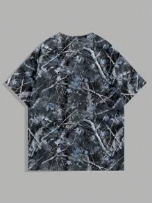 Manfinity EMRG 男士夏季休闲迷彩印花短袖 T 恤 - 霧霾藍 - 查看 2