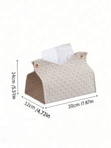 1pc PU Woven Texture Tissue Box, Solid Colour Woven Pattern Embossed Face Towel Holder Set, Solid Color PU Leather Waterproof Pressed Vertical Tissue Box,Modern Simple Tissue Box, For Desk,Home Stuff,Table,Home Decorations,Home Organization And Storage,Room Decor,Room Decor Bedroom,Kitchen Accessories,Kitchen Tools,Organiser Kitchen,Travel,Holiday - Multicolor - View 2