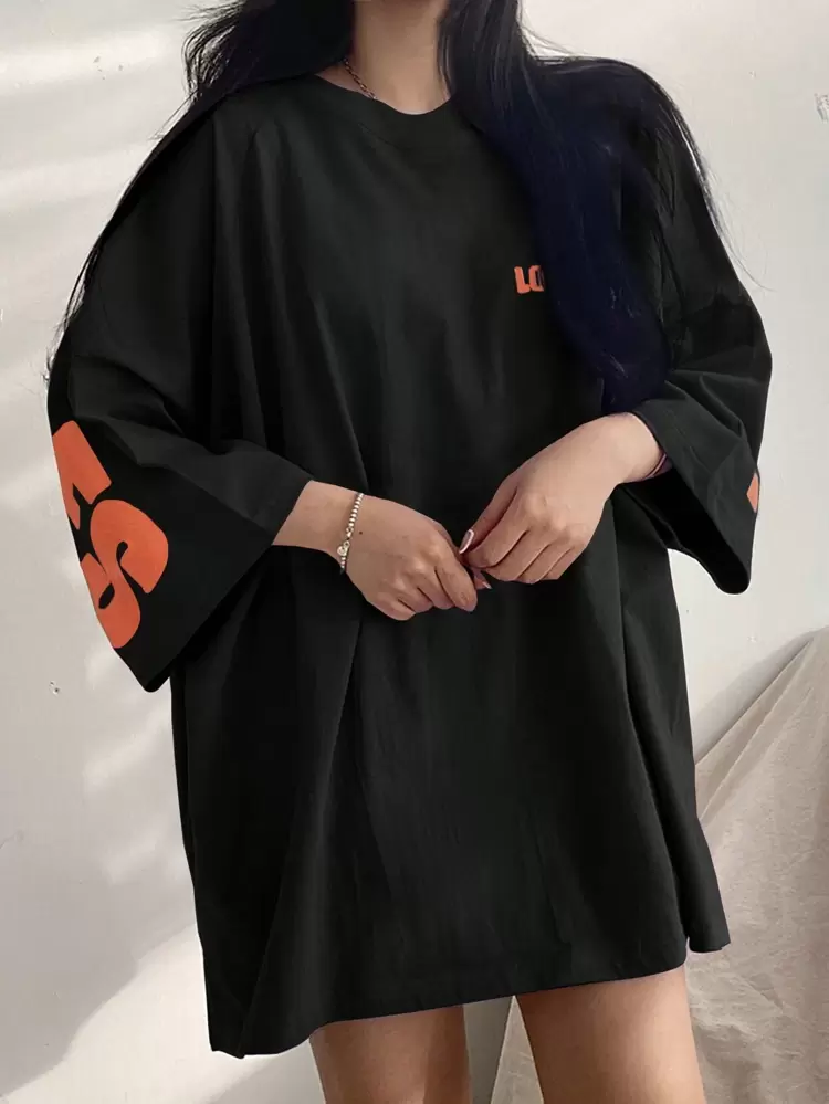 Letter Graphic Drop Shoulder Oversized Tee, Unisex