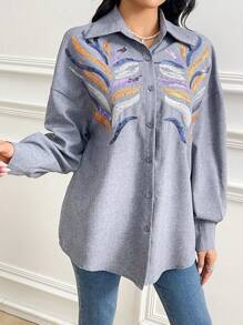 Modelyn Women's Loose Fit Sequin Embroidered Drop Shoulder Arabic Style Top Summer Outfits For Women