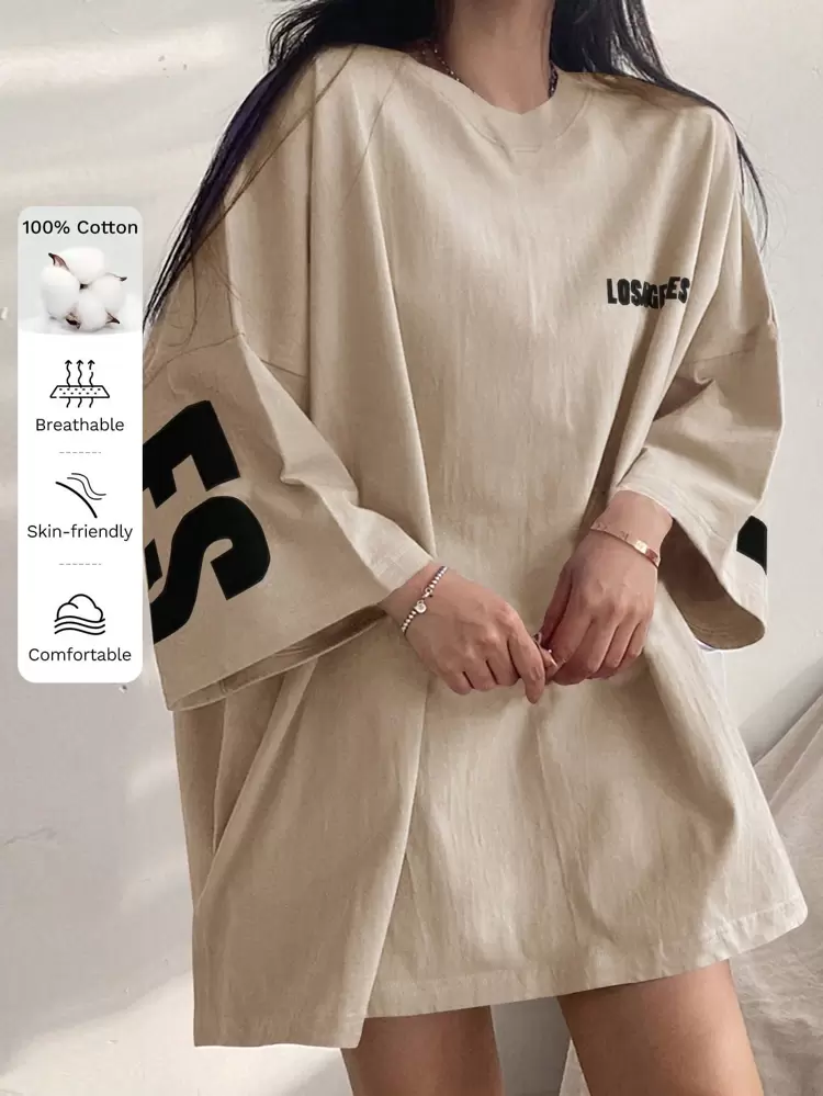 Letter Graphic Drop Shoulder Oversized Tee, Unisex