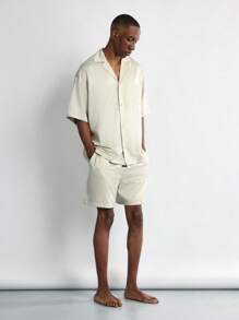 SUMWON Luxus Sommer Resort Lounge Co-Ord kurzes Set, Zweiteiler Pyjama Outfit, Sleepwear, entspannter Komfort Hausanzug - Grün - Übersicht 1