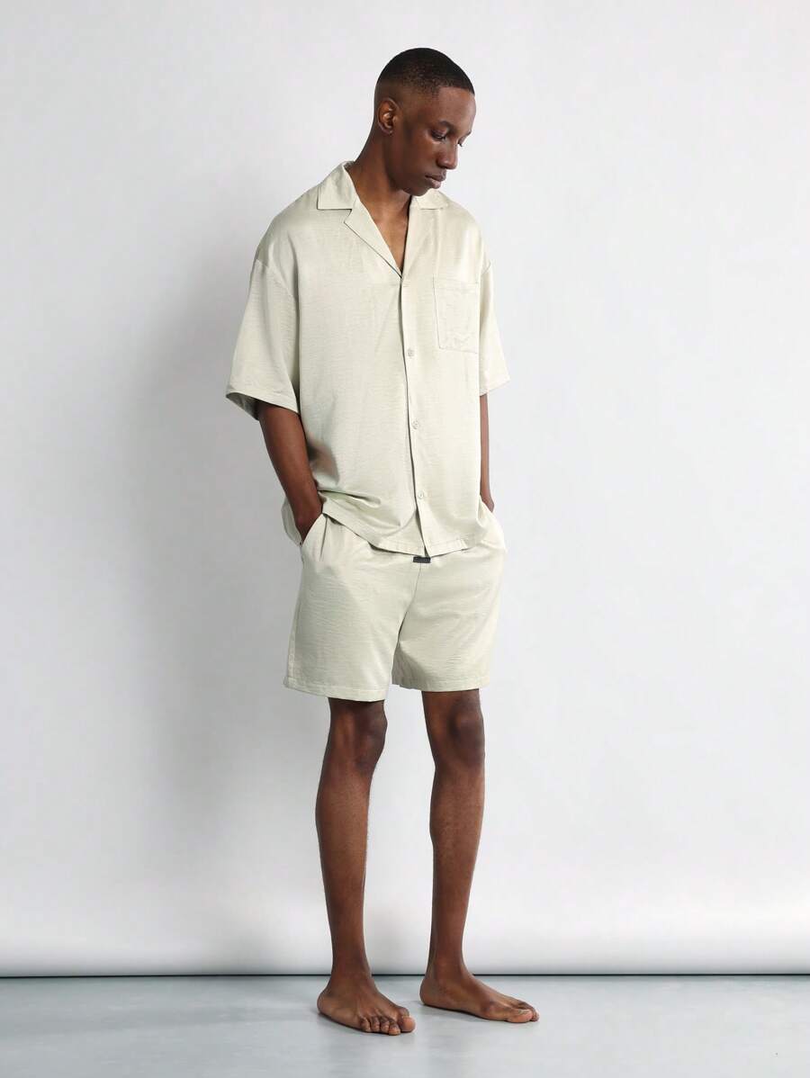 SUMWON Luxus Sommer Resort Lounge Co-Ord kurzes Set, Zweiteiler Pyjama Outfit, Sleepwear, entspannter Komfort Hausanzug - Grün - Übersicht 1