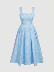 SHEIN MOD Đầm Maxi Cổ Tròn In Hoa Cổ Tròn Màu Xanh Nhạt Cỡ Lớn Cho Nữ - Màu xanh nhạt - Xem 1