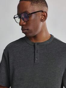 SUMWON 舒适纹理亨利短套装家居服两件套运动休闲服秋季春夏季舒适家居必需品