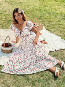 Flirla Plus Size Women Fashion Elegant Sexy Off Shoulder Ruched Waist A-Line Midi Dress, Spring/Summer