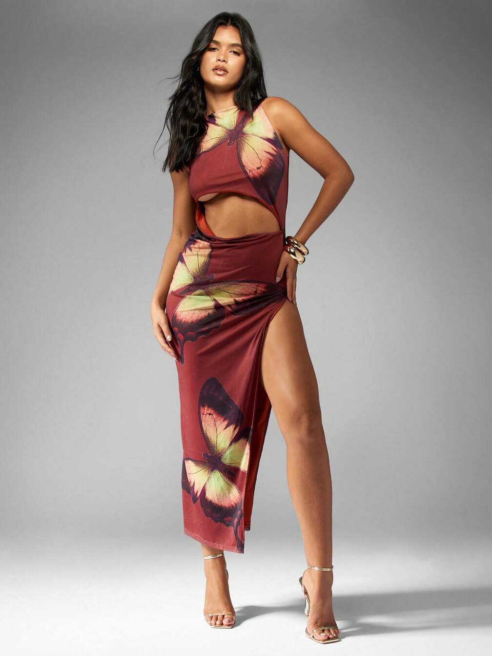 lace up maxi dress with slit Eyes On You Lace-Up Slit Maxi Dress