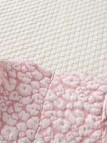 Young Girl Summer Pink Jacquard Lotus Sleeve Back Zip Casual Romper,Holiday,Summer,Travel - Pink - View 4