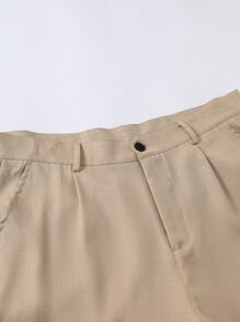 Calvornis Men's Casual Commuter Solid Color Jacket And Pants Suit - Khaki - View 6
