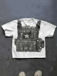 Manfinity Dauomo Casual Military Print Round Neck Men's Short Sleeve T-Shirt