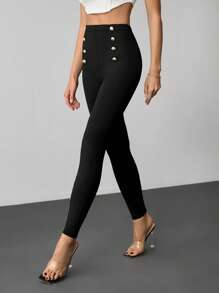 SHEIN Tall Solid Color Pants, Simple & Fashionable, Suitable For Summer - Black - View 1