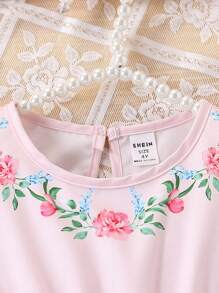 Young Girl's Animal Print Sleeveless Casual Vacation Dress - Pink - View 7