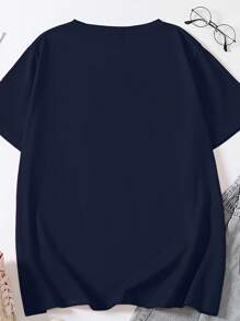 Maglietta oversize con stampa a cuore e collo tondo, magliette da donna con grafica graffiti