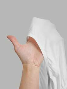 SHEIN EZwear Plus Size Business Casual Woman,Work,Minimalist White Bodysuit,Spring Summer Clothes - White - View 8