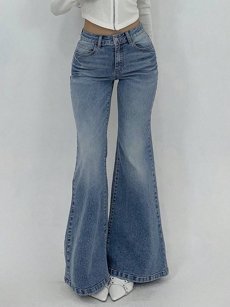 Women's Flare Leg Jeans, Minimalist & Fashionable For Summer