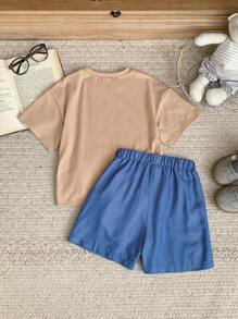 Blossori Young Boys French Elegant T-Shirt And Shorts Set, Spring/Summer - Multicolor - View 2