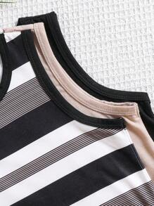 Conjunto de 3 peças Regatas Casuais, Confortáveis, da Moda e Versáteis, Respiráveis, com Listras e Cores Sólidas, para Meninos, para Primavera e Verão