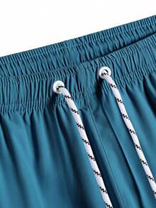 Manfinity KASUA Men's Drawstring Casual Beach Shorts - Blue - View 4