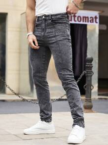 RivetRise Men's Slim Fit Black Denim Jeans, Minimalist & Fashionable, Suitable For Summer