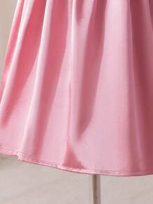 SHEIN Glamorique Kids Girls' Sleeveless One Shoulder Satin Luxurious Elegant Silver Ribbon Zipper Dress, Spring/Summer Young Girl Party Dress Young Girl Birthday Dress