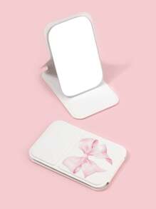 ROMWE Kawaii Cute Pink Bow Foldable Compact Mirror - White - View 4