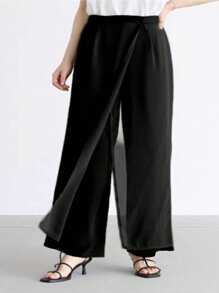 FRIFUL Women's Mesh Patchwork 2 In 1 Cover-Up Top & Satin Pants Set - Black - View 3