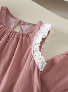 Young Girl Summer Casual Color Block Tank Top And Pants 2 Pieces Set - Pink - View 8