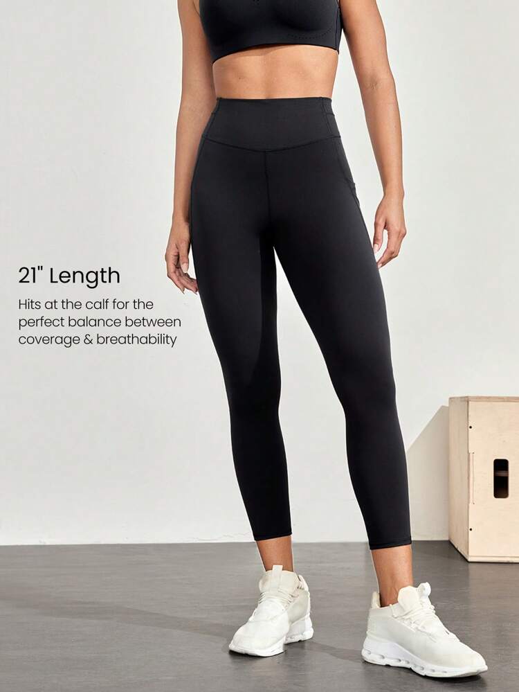 21" Powersculpt™ Goal Getter Adjustable Drawstring Waist Butt Scrunch Leggings With Side Pockets High Impact Workout Running Training Gym  Spring Summer