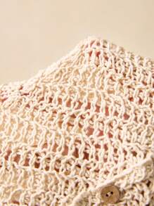 Poéselle Buttoned Front Open Knit Top,Knitted Sweater - Apricot - View 7