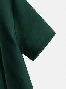 SHEIN 青少年男孩休闲舒适纯色有领 Polo 衫，短袖