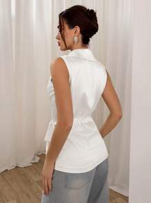 Aloruh Women's Sleeveless Thin Jacket, Solid Color Simple Style With Tie Women's Spring Dress Prom Dress Easter Beach Dress Summer Dress Suit Cute Casual Wedding Graduation Dress Holiday Dress Carnival Dress Holiday Wedding Guest Dress Women's Dress Business Casual Birthday Dress Club Dress Women's Sexy Beach Dress Boho Style Prom Dress Bridal Party Dress Sexy Holiday Dress Bridesmaid Dress Teacher Beach Vacation Elegant Dress Old Money Tea Party Dress