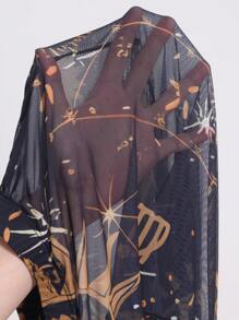 SHEIN Swim Women Moon & Star Print Long Pants & Coverall - Black - View 5