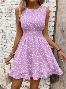 SHEIN Clasi Vestido casual - moderno casual casual - vacacional pastoral - Morado - Ver 4